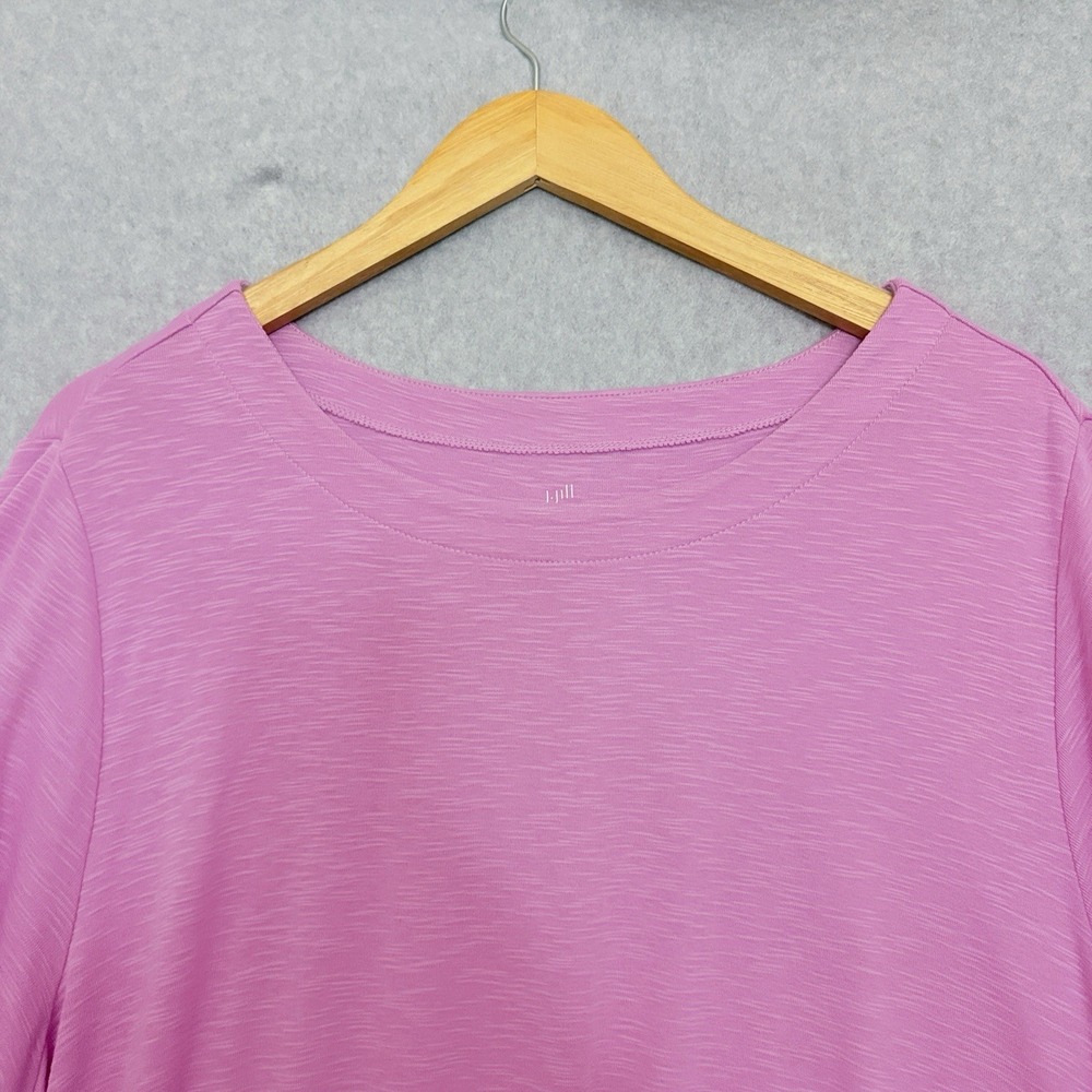 J Jill Pima Slub Elbow Sleeve Tee Sizes 2X Pink 100% Pima Cotton Top Casual - Picture 3 of 7